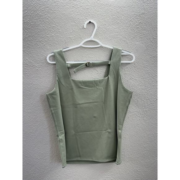 Isabella Bird Womens Tank Top Size Medium Green Back Strap Square Neck - Picture 5 of 10